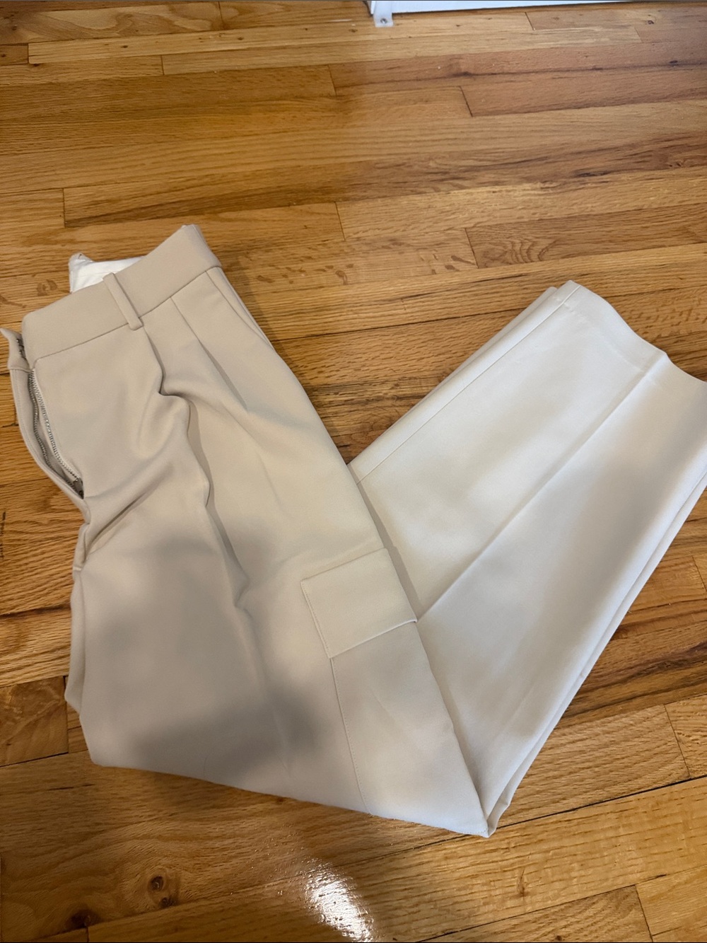 Aritzia Cream Tailored Wide-Leg Trousers